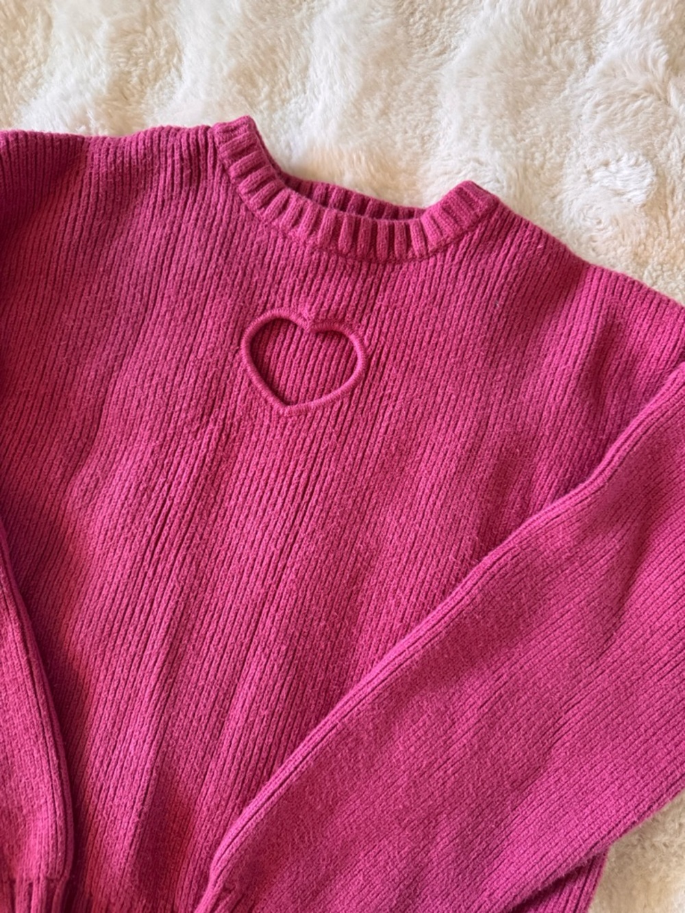 Splendid Raspberry Heart Cutout Crewneck Sweater - Picture 5 of 6